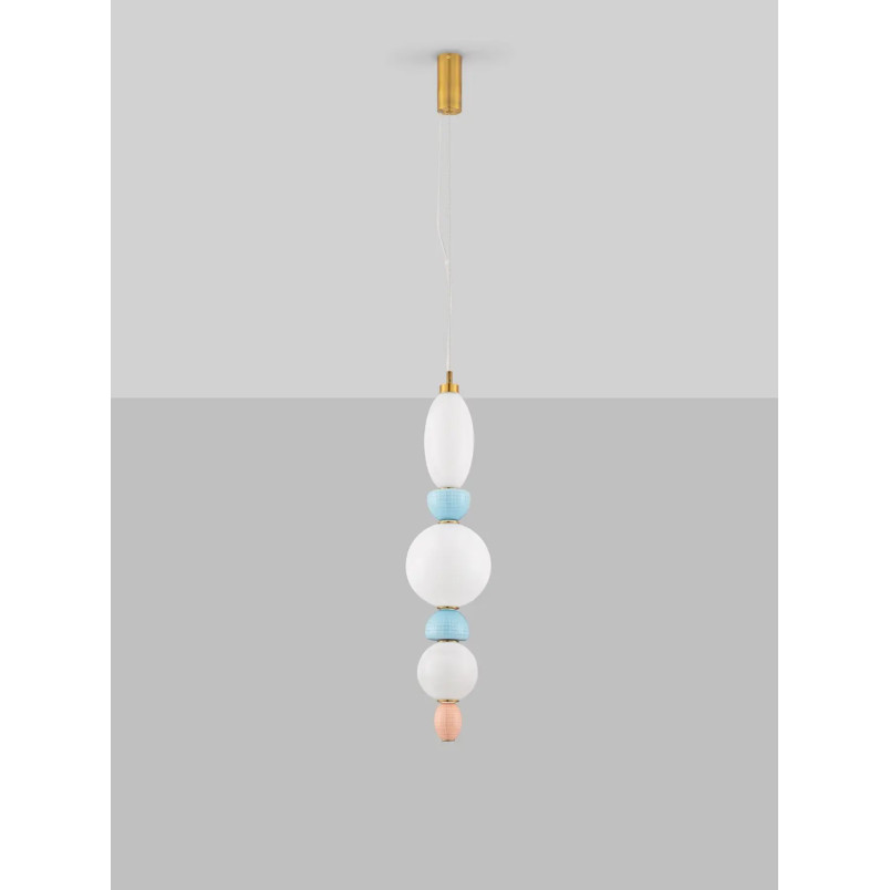 Lampa wisząca ceramiczna ze szklaną kulą Susi III LED 3000K 20cm opal / multikolor