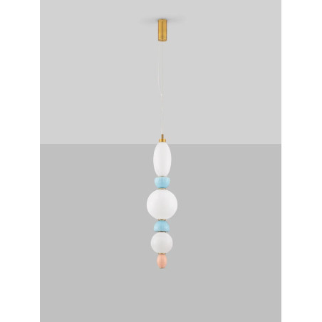 Lampa wisząca ceramiczna ze szklaną kulą Susi III LED 3000K 20cm opal / multikolor