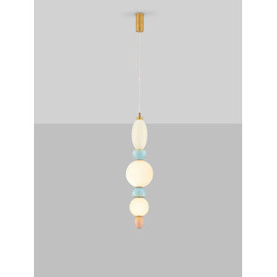Lampa wisząca ceramiczna ze szklaną kulą Susi III LED 3000K 20cm opal / multikolor