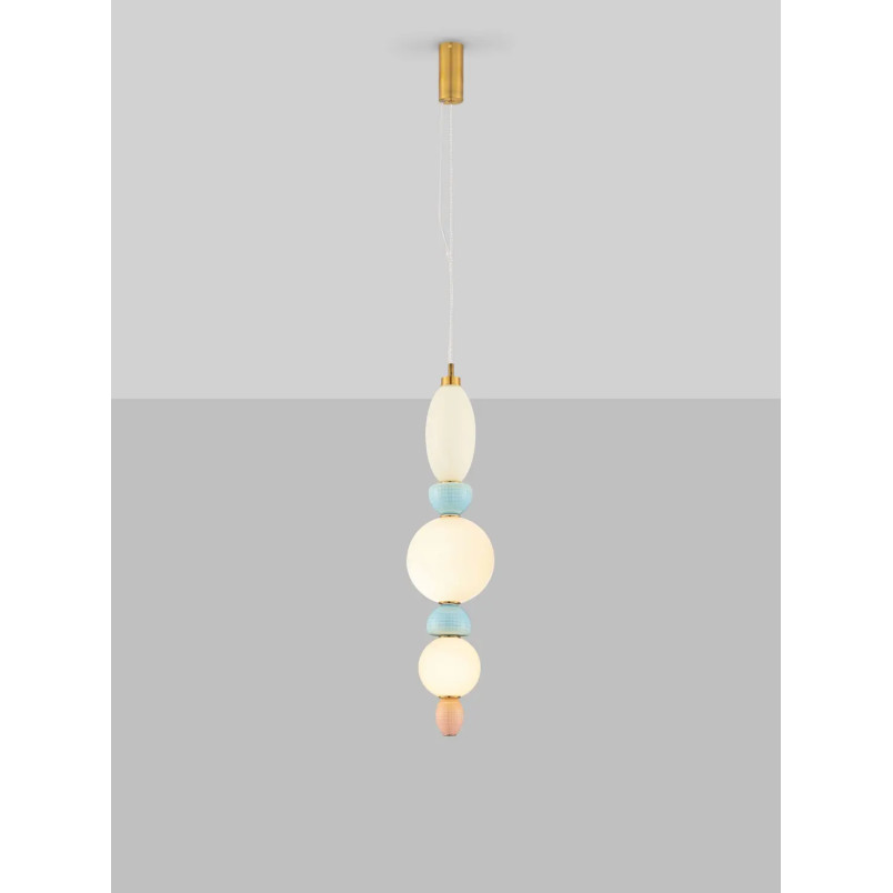 Lampa wisząca ceramiczna ze szklaną kulą Susi III LED 3000K 20cm opal / multikolor