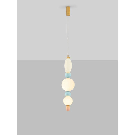 Lampa wisząca ceramiczna ze szklaną kulą Susi III LED 3000K 20cm opal / multikolor