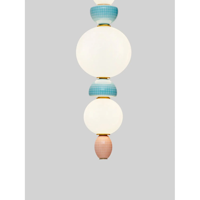 Lampa wisząca ceramiczna ze szklaną kulą Susi III LED 3000K 20cm opal / multikolor