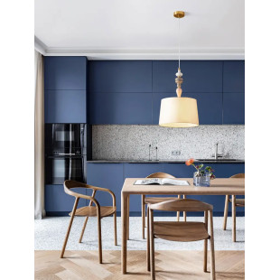 Lampa wisząca z abażurem i ceramiką Mino 34cm beż / multikolor