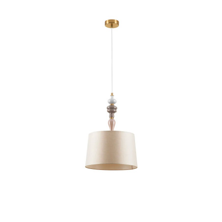 Lampa wisząca z abażurem i ceramiką Mino 34cm beż / multikolor