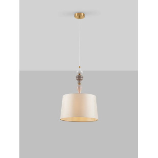 Lampa wisząca z abażurem i ceramiką Mino 34cm beż / multikolor
