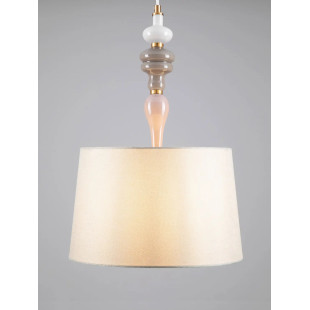 Lampa wisząca z abażurem i ceramiką Mino 34cm beż / multikolor
