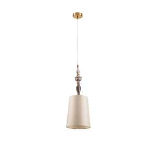 Lampa wisząca z abażurem i ceramiką Mino 22cm beż / multikolor