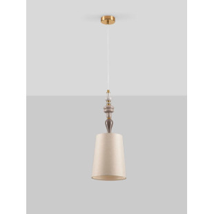 Lampa wisząca z abażurem i ceramiką Mino 22cm beż / multikolor