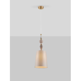 Lampa wisząca z abażurem i ceramiką Mino 22cm beż / multikolor