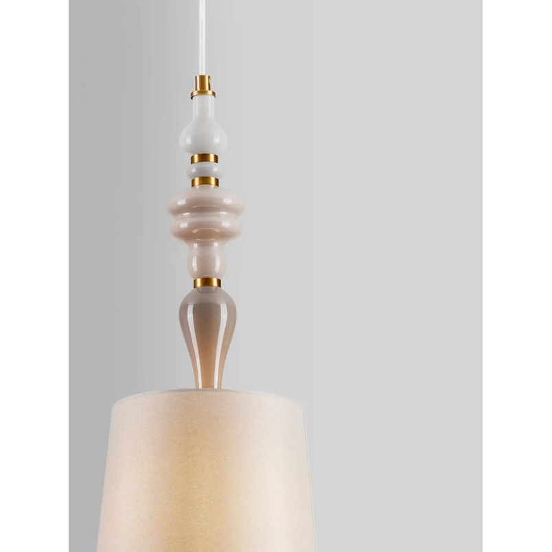 Lampa wisząca z abażurem i ceramiką Mino 22cm beż / multikolor