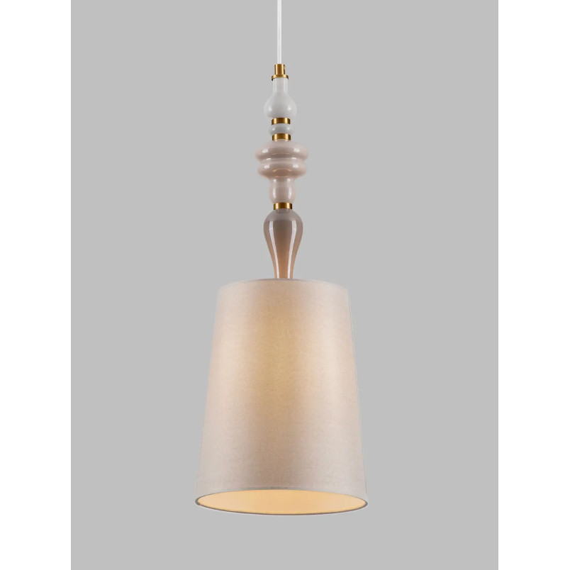 Lampa wisząca z abażurem i ceramiką Mino 22cm beż / multikolor
