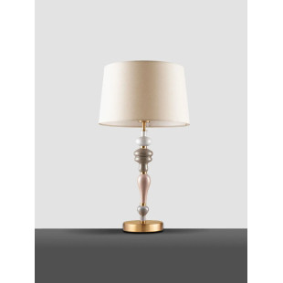 Lampa stołowa ceramiczna z abażurem Mino beż / multikolor