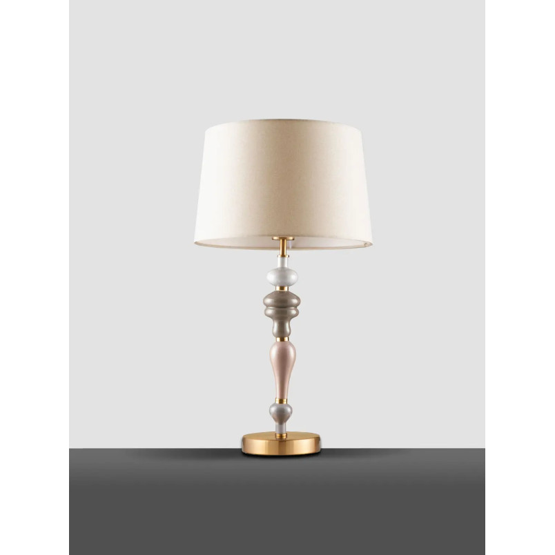 Lampa stołowa ceramiczna z abażurem Mino beż / multikolor