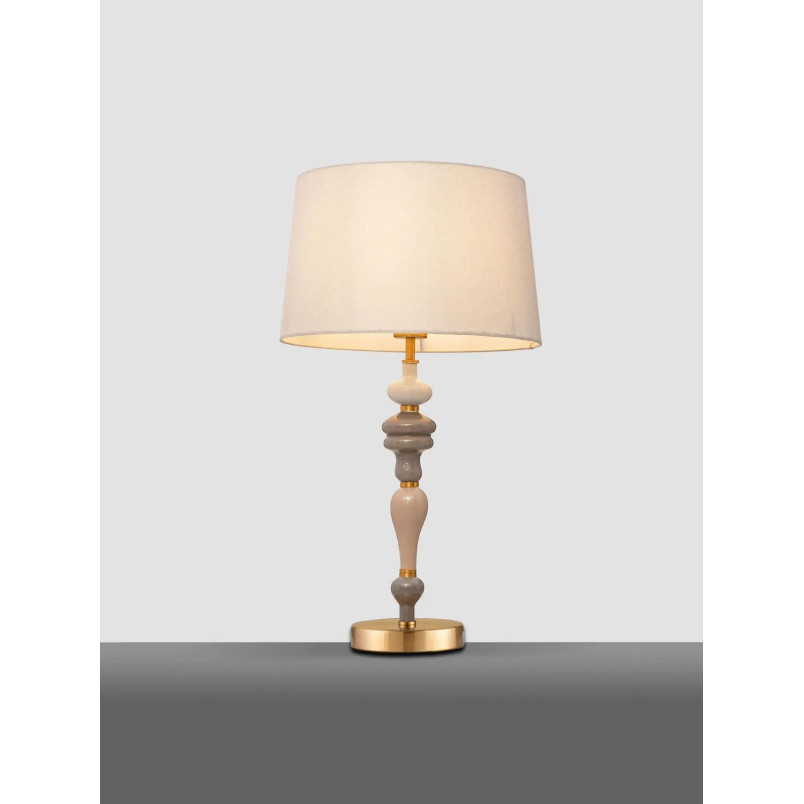 Lampa stołowa ceramiczna z abażurem Mino beż / multikolor