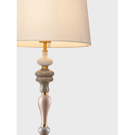 Lampa stołowa ceramiczna z abażurem Mino beż / multikolor