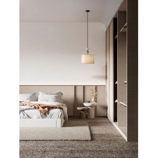 Lampa wisząca z abażurem i ceramiką Mino 34cm szary / multikolor