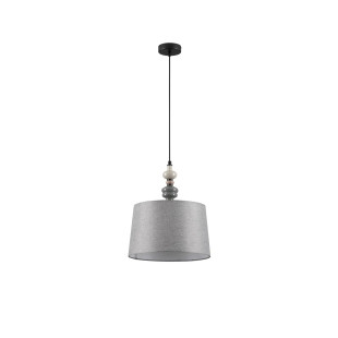 Lampa wisząca z abażurem i ceramiką Mino 34cm szary / multikolor