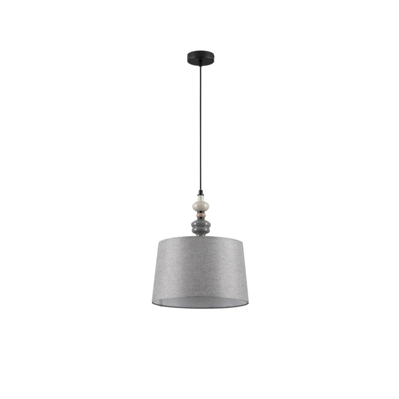 Lampa wisząca z abażurem i ceramiką Mino 34cm szary / multikolor