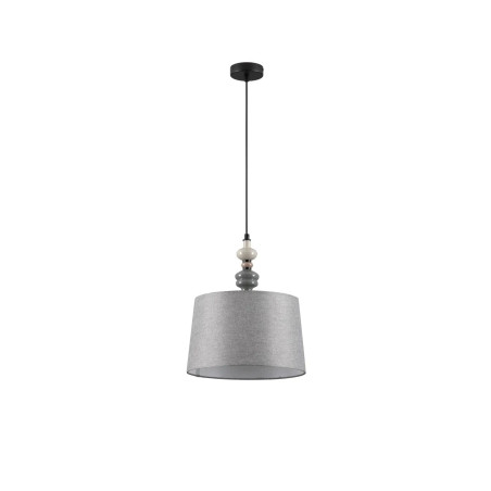 Lampa wisząca z abażurem i ceramiką Mino 34cm szary / multikolor