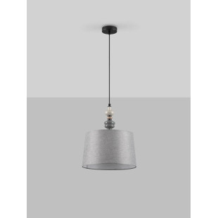 Lampa wisząca z abażurem i ceramiką Mino 34cm szary / multikolor