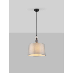 Lampa wisząca z abażurem i ceramiką Mino 34cm szary / multikolor
