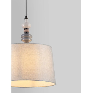 Lampa wisząca z abażurem i ceramiką Mino 34cm szary / multikolor