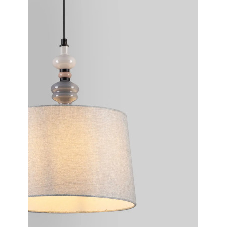 Lampa wisząca z abażurem i ceramiką Mino 34cm szary / multikolor