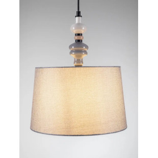 Lampa wisząca z abażurem i ceramiką Mino 34cm szary / multikolor