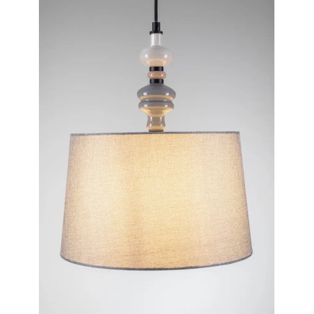 Lampa wisząca z abażurem i ceramiką Mino 34cm szary / multikolor
