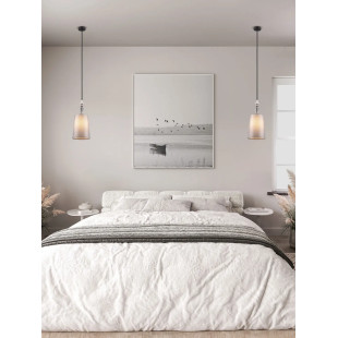 Lampa wisząca z abażurem i ceramiką Mino 22cm szary / multikolor