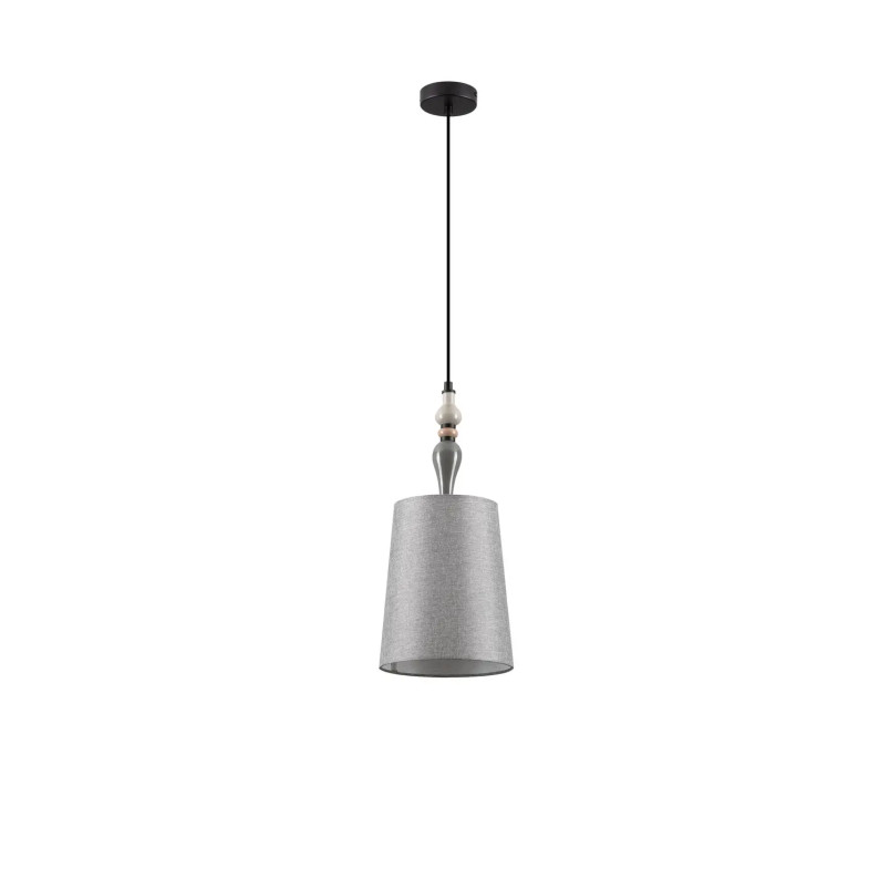 Lampa wisząca z abażurem i ceramiką Mino 22cm szary / multikolor