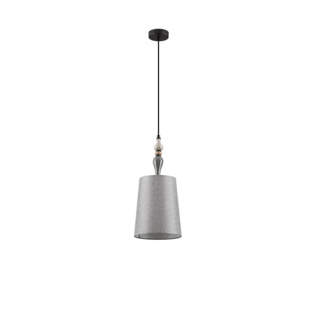 Lampa wisząca z abażurem i ceramiką Mino 22cm szary / multikolor