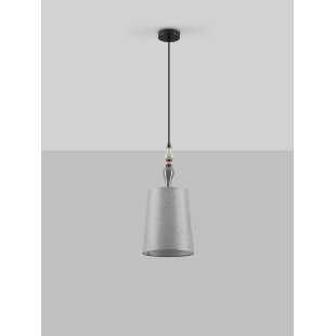 Lampa wisząca z abażurem i ceramiką Mino 22cm szary / multikolor