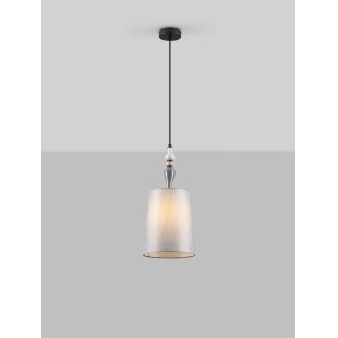 Lampa wisząca z abażurem i ceramiką Mino 22cm szary / multikolor