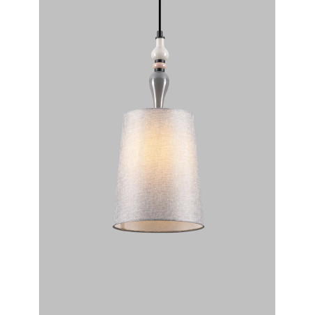 Lampa wisząca z abażurem i ceramiką Mino 22cm szary / multikolor