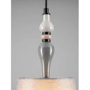 Lampa wisząca z abażurem i ceramiką Mino 22cm szary / multikolor