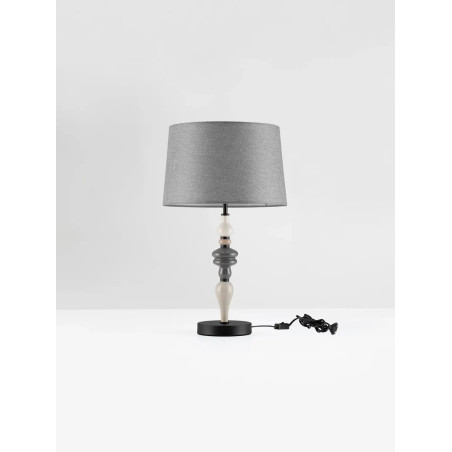 Lampa stołowa ceramiczna z abażurem Mino szary / multikolor