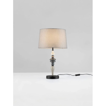 Lampa stołowa ceramiczna z abażurem Mino szary / multikolor