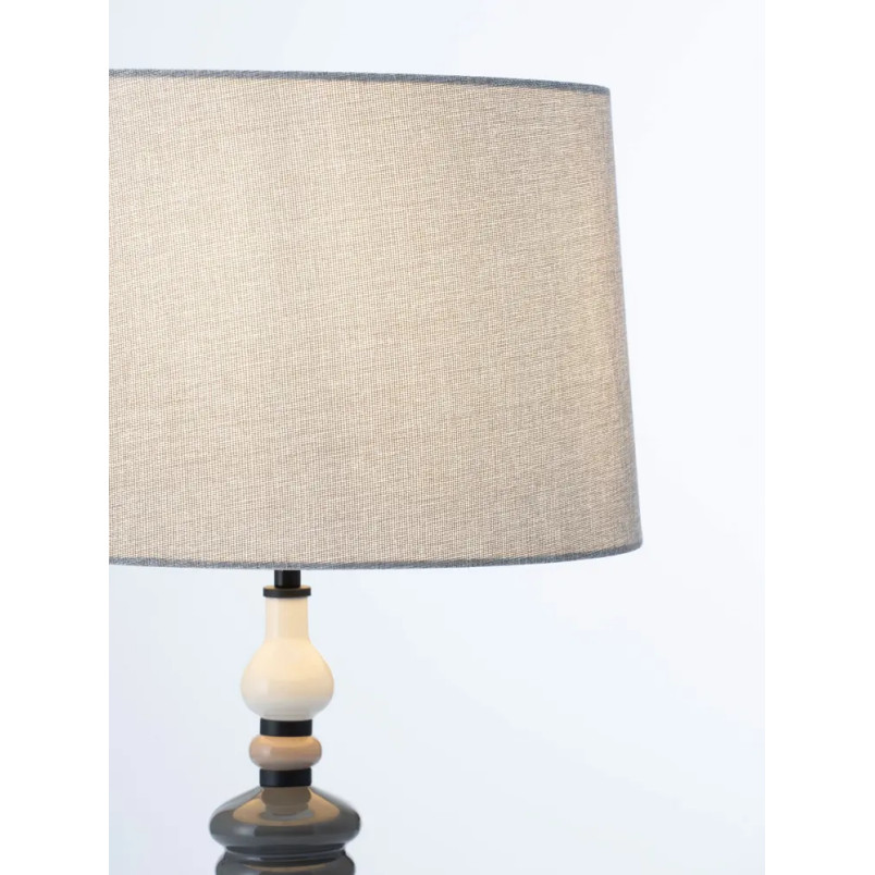 Lampa stołowa ceramiczna z abażurem Mino szary / multikolor