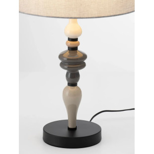 Lampa stołowa ceramiczna z abażurem Mino szary / multikolor
