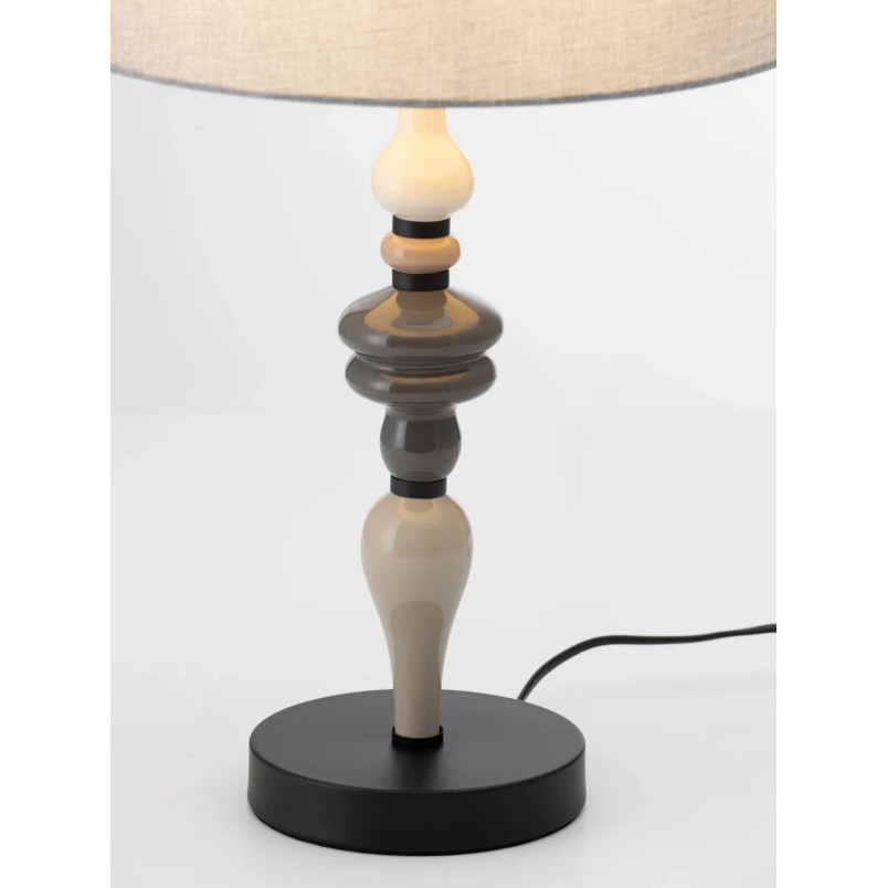 Lampa stołowa ceramiczna z abażurem Mino szary / multikolor