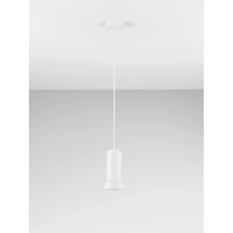 Lampa wisząca ceramiczna Arlo 11cm biały połysk