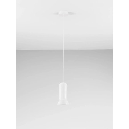Lampa wisząca ceramiczna Arlo 11cm biały połysk