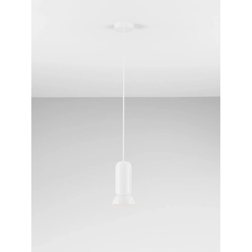 Lampa wisząca ceramiczna Arlo 11cm biały połysk