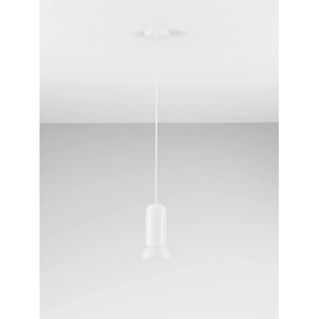 Lampa wisząca ceramiczna Arlo 11cm biały połysk