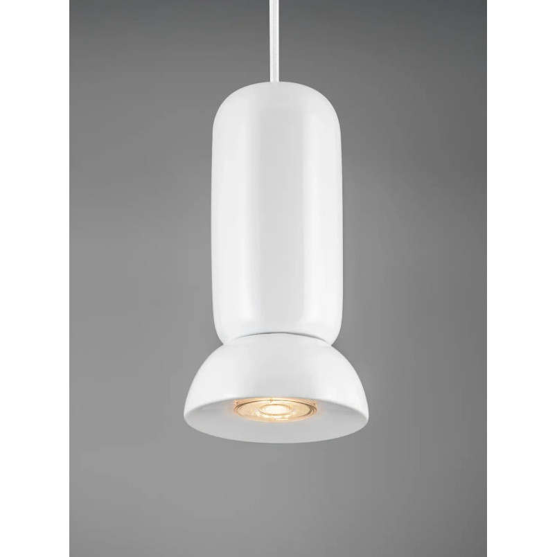 Lampa wisząca ceramiczna Arlo 11cm biały połysk