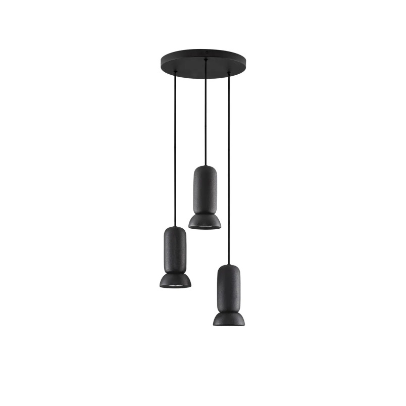 Lampa wisząca ceramiczna 3 punktowa Arlo 33cm czarna