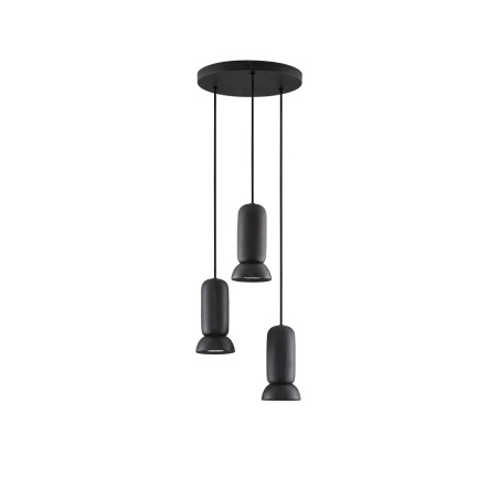 Lampa wisząca ceramiczna 3 punktowa Arlo 33cm czarna