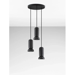 Lampa wisząca ceramiczna 3 punktowa Arlo 33cm czarna