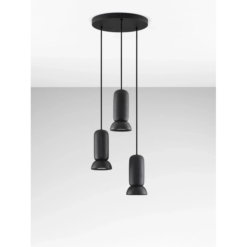 Lampa wisząca ceramiczna 3 punktowa Arlo 33cm czarna